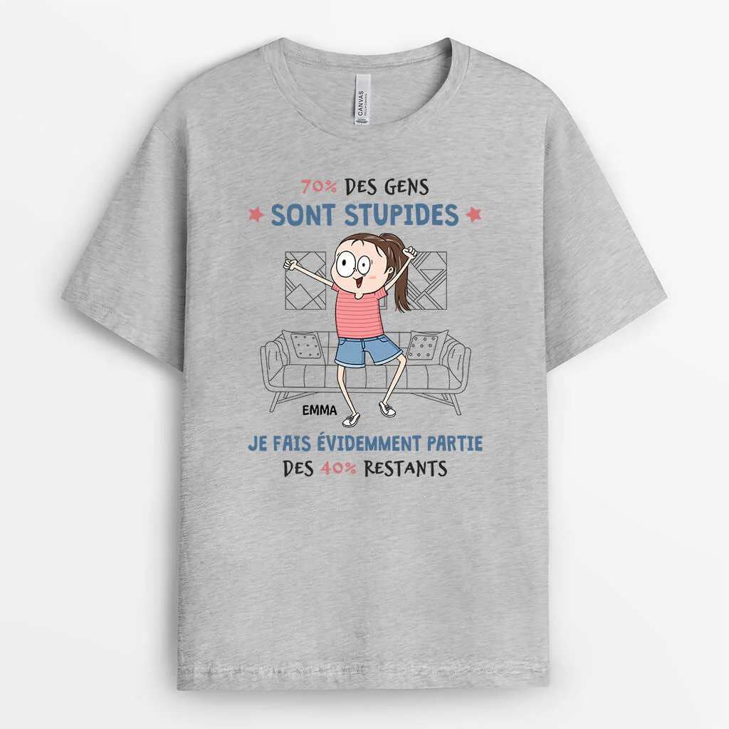 Tee Shirt Personnalisé Femme – 70 % Des Gens Sont Stupides