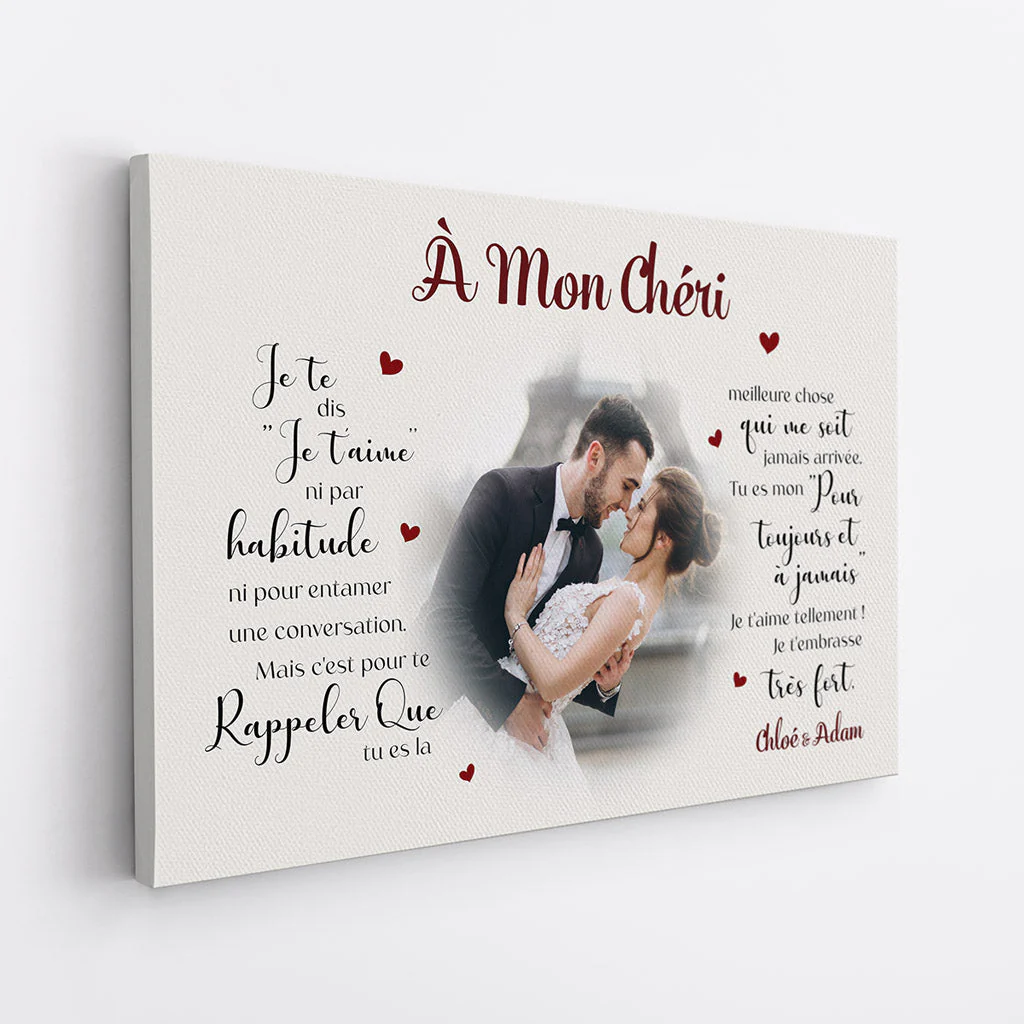 Toile Personnalisée Couple - À Mon Chéri - Image 2