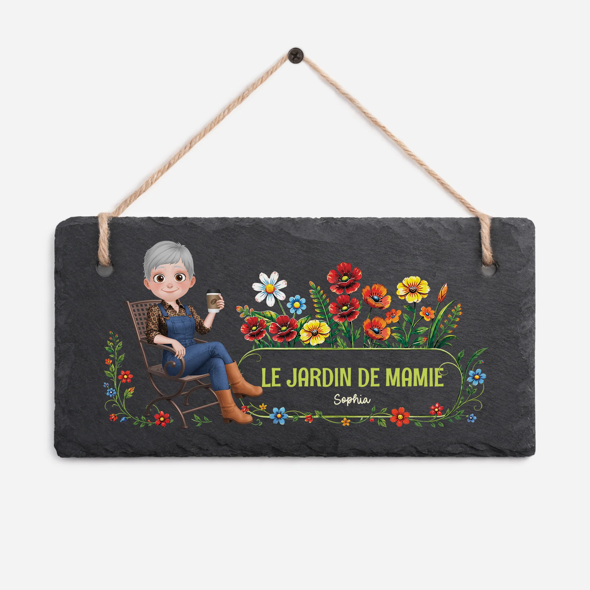 Ardoise De Jardin Décorative Personnalisée - Le Jardin De Maman Et Mamie