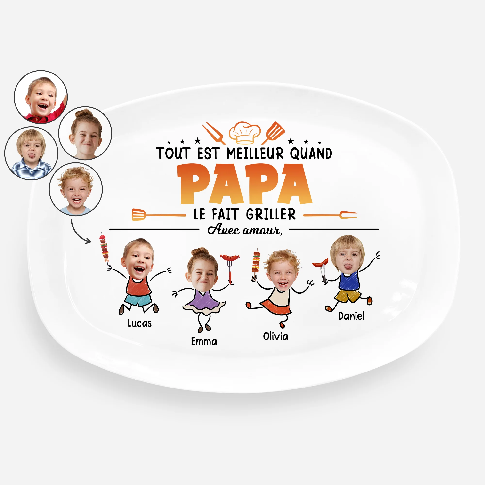 Assiette À Personnaliser De Barbecue - Tout Est Meilleur Cadeau Papa Maman Avec Photo
