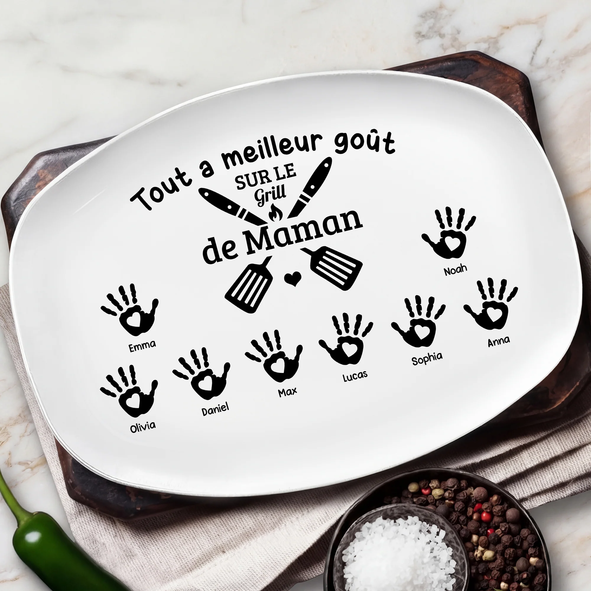 Assiette Personnalisable BBQ - Sur Le Grill De Papa Maman - Image 2