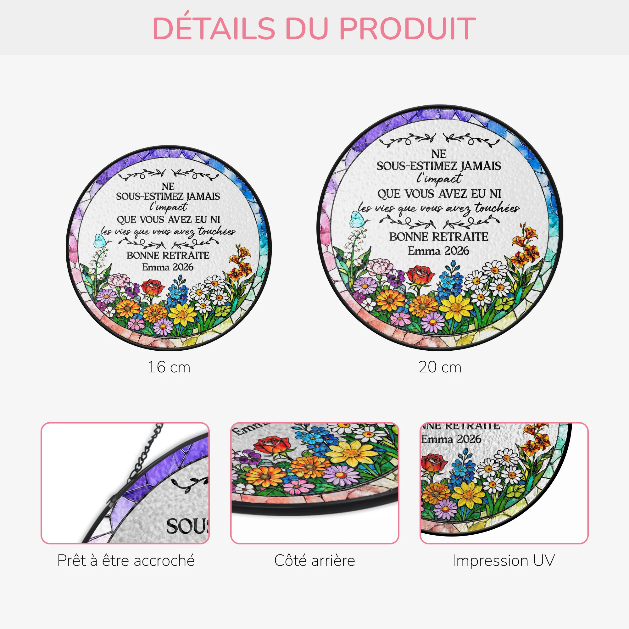 Attrape-soleil Personnalisé En Verre - Cadeau Retraite Ne Sous-estimez Jamais Votre Impact - Image 3