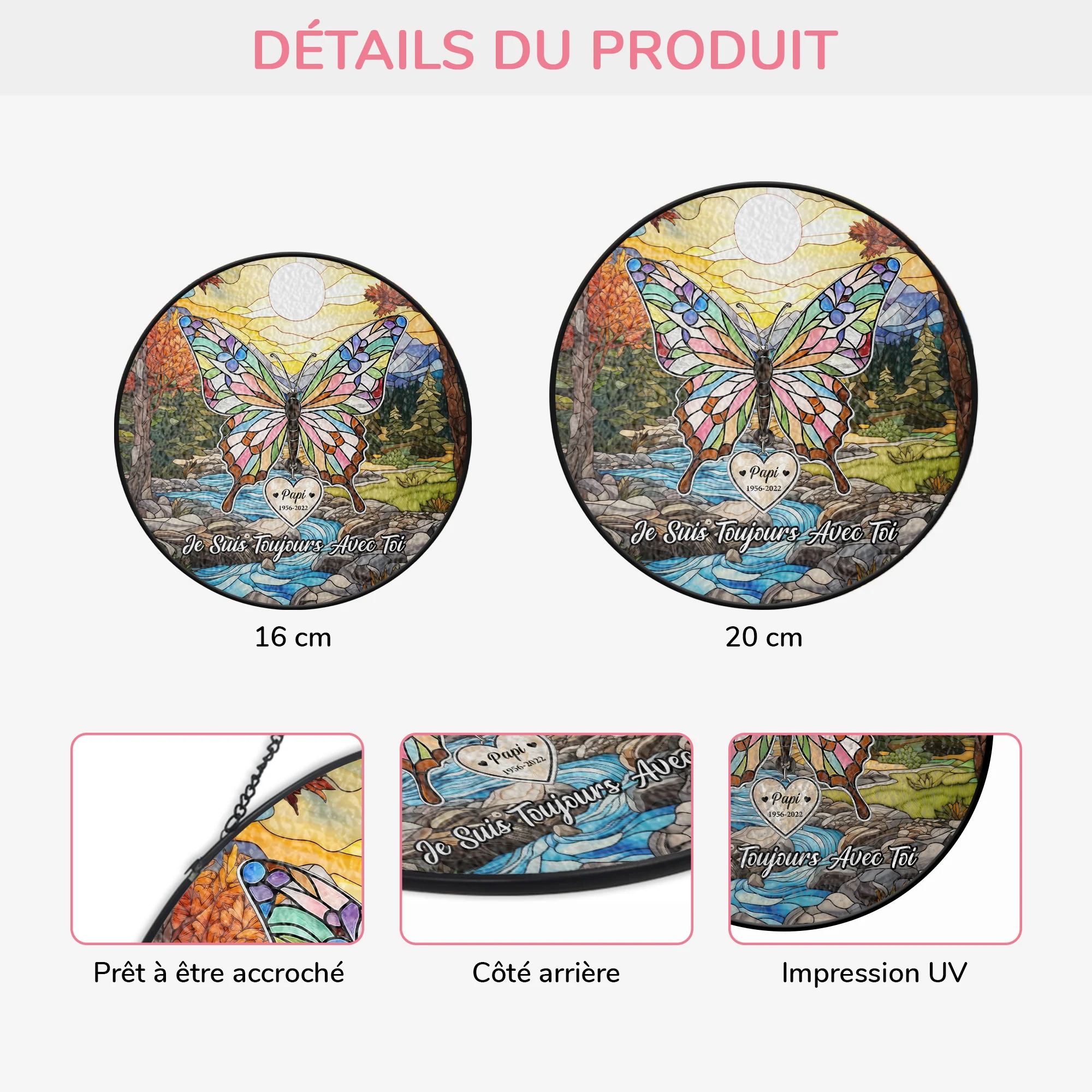 Attrape-soleil Personnalisé En Verre Commémoratif - Douce Mémoire De Papy Mamie - Image 3