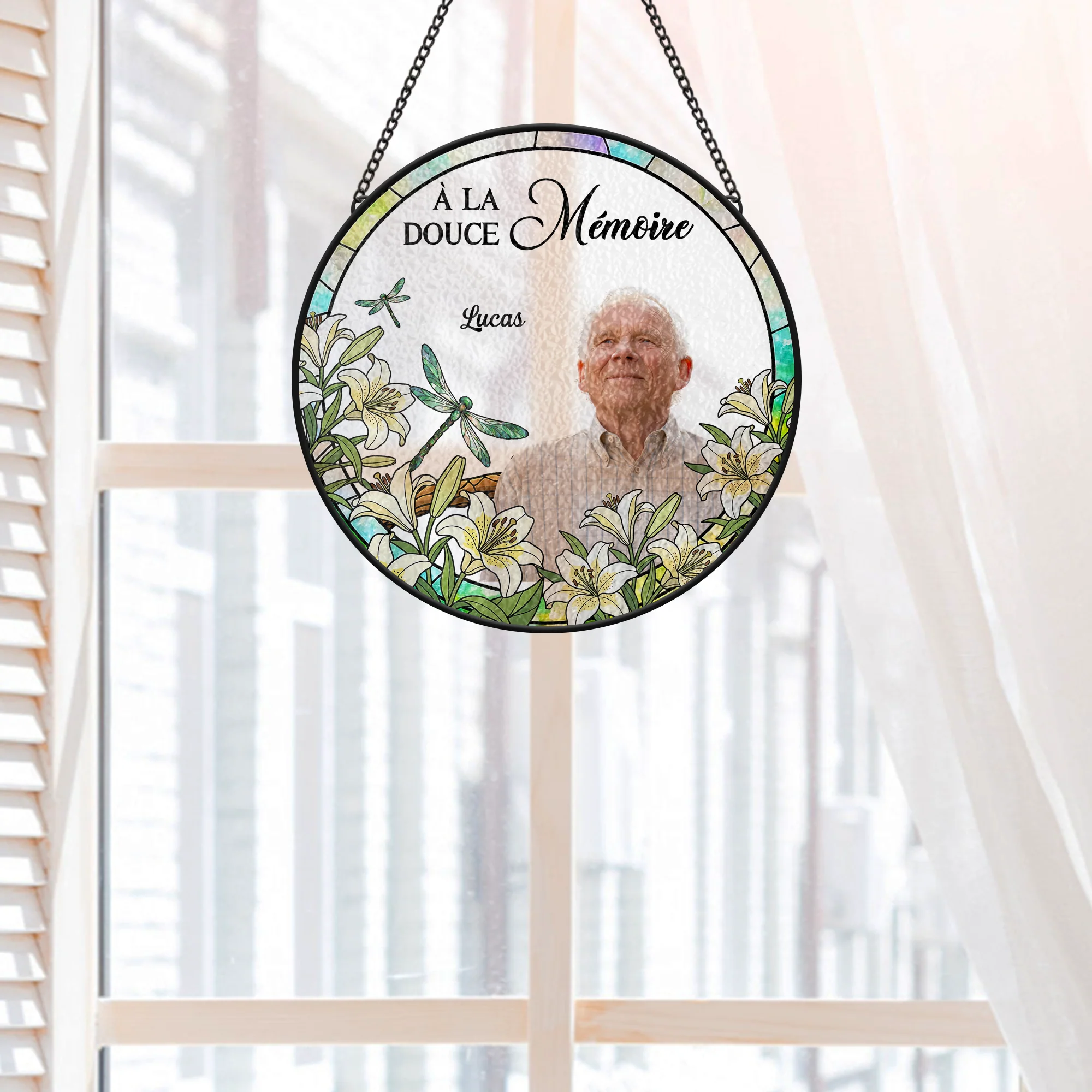 Attrape-soleil Personnalisé En Verre Et Photo Commémorative - Maman Papa Toujours Avec Toi - Image 2