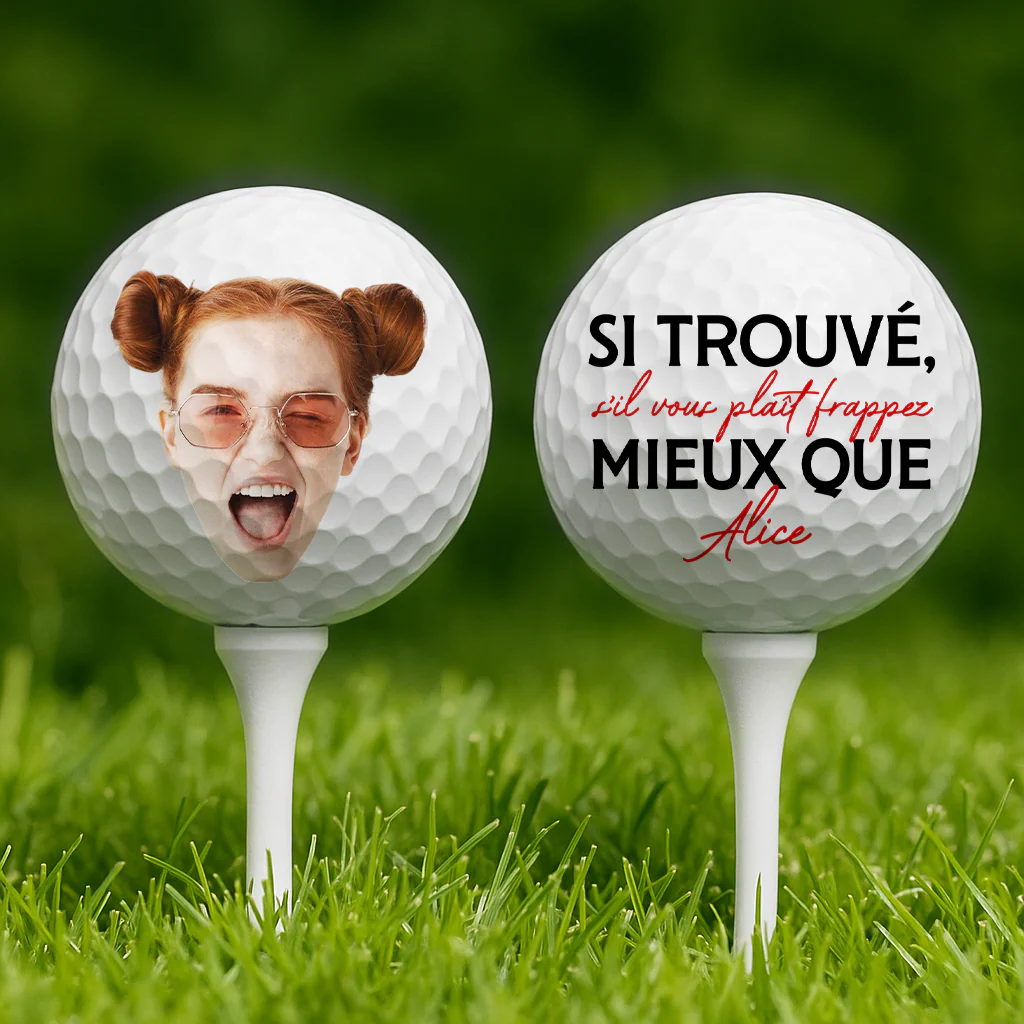 Balle De Golf Personnalisé - Si Trouvé - Design Avec Visage - Image 2