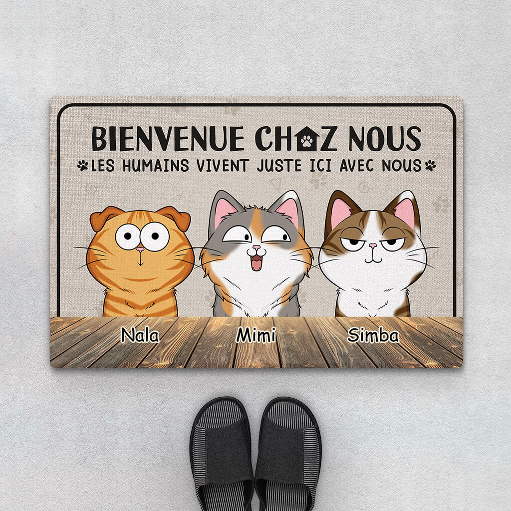Paillasson Personnalisé Chat – Bienvenue Chez Nous Chat Espiègle