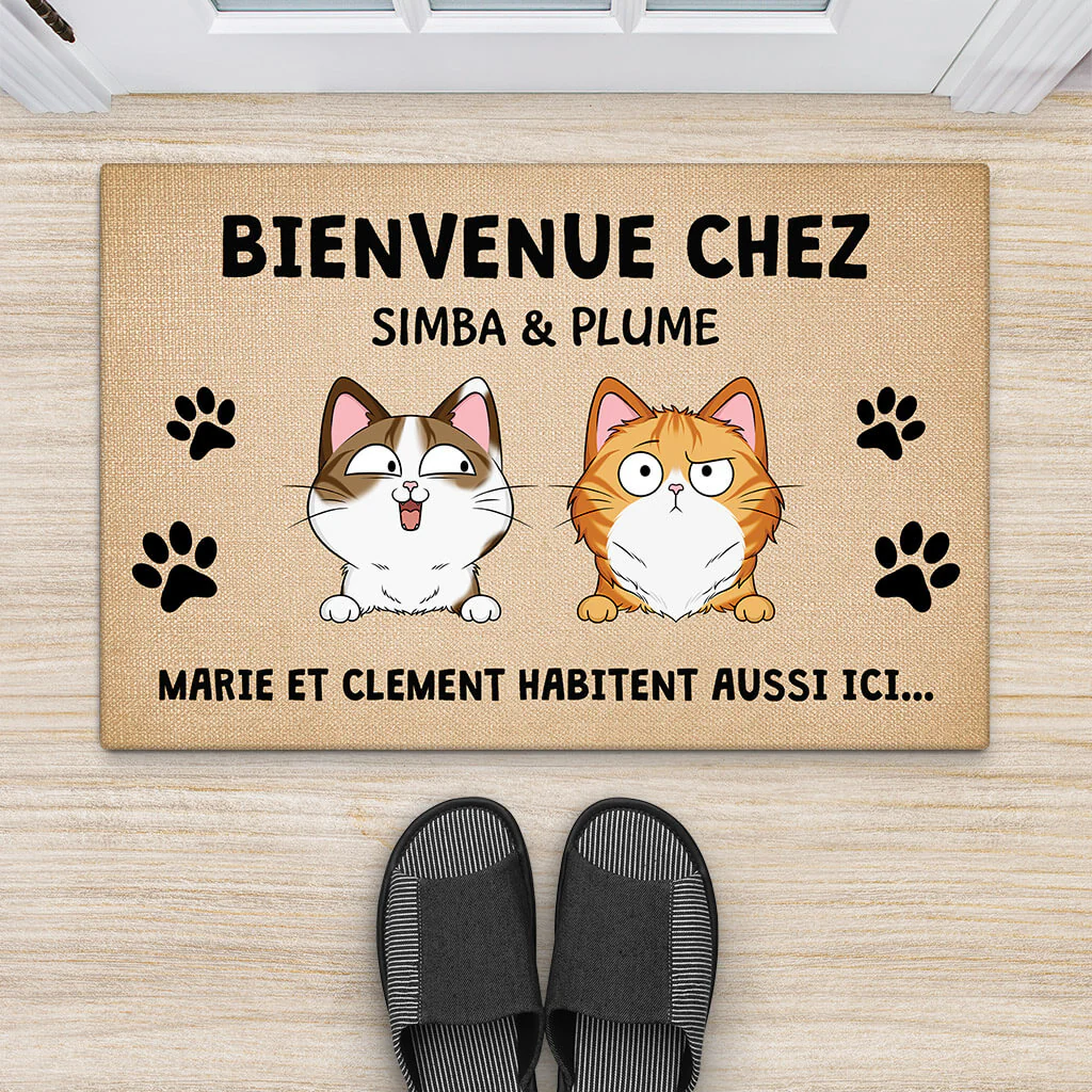 Paillasson avec chats personnalisé - Bienvenue Chez Nos Chats Espiègles - Image 2
