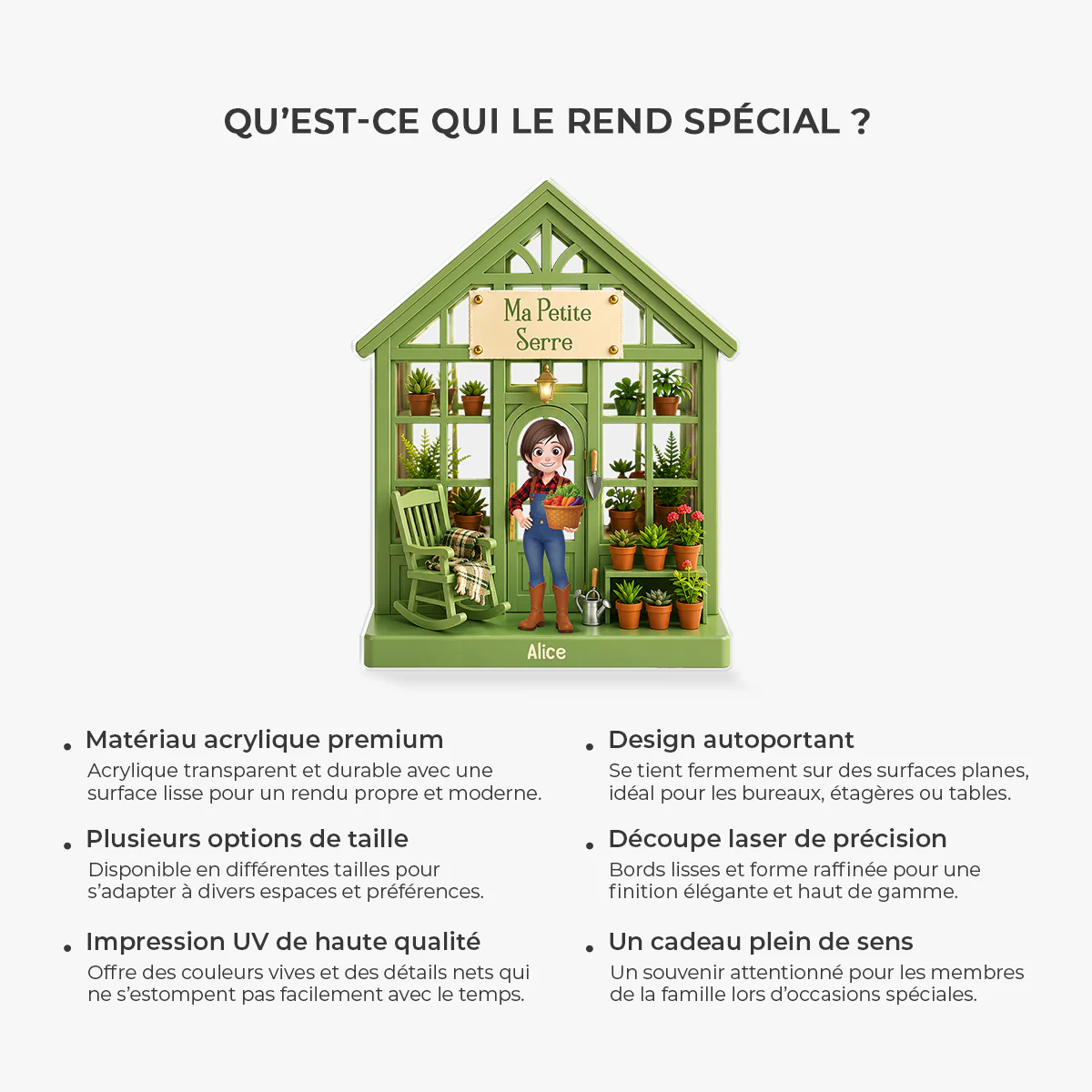 Bloc Acrylique Personnalisé Découpé Pour Femme Homme Jardinier - Ma Petite Serre - Image 5