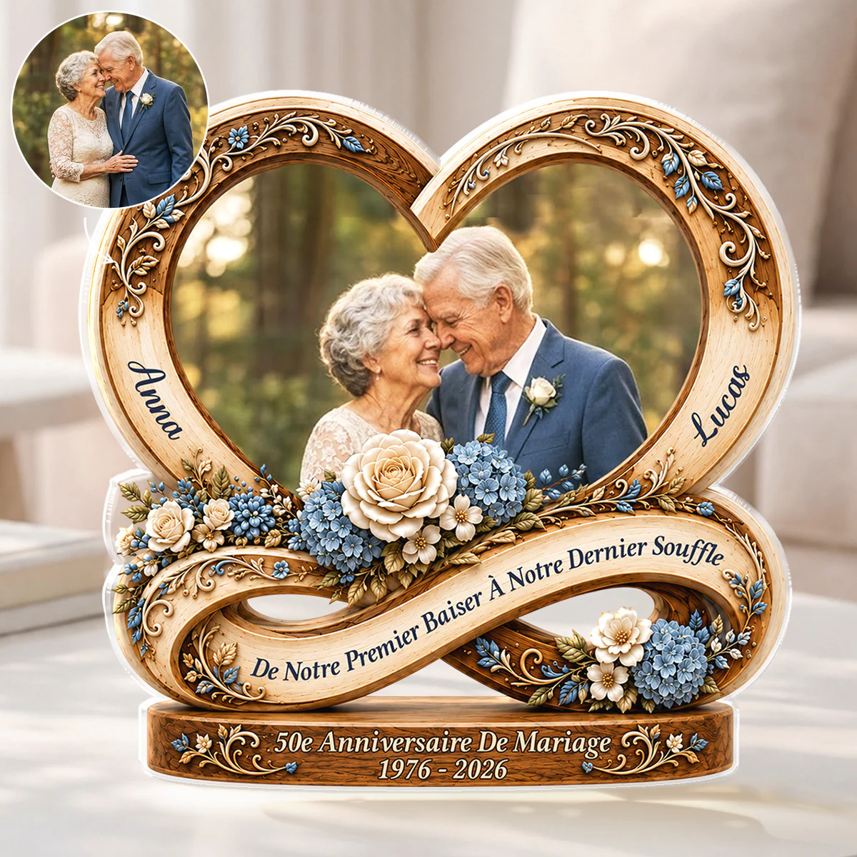 Bloc Acrylique Photo Personnalisé Découpé - De Notre Premier Baiser Pour Mariage Couple