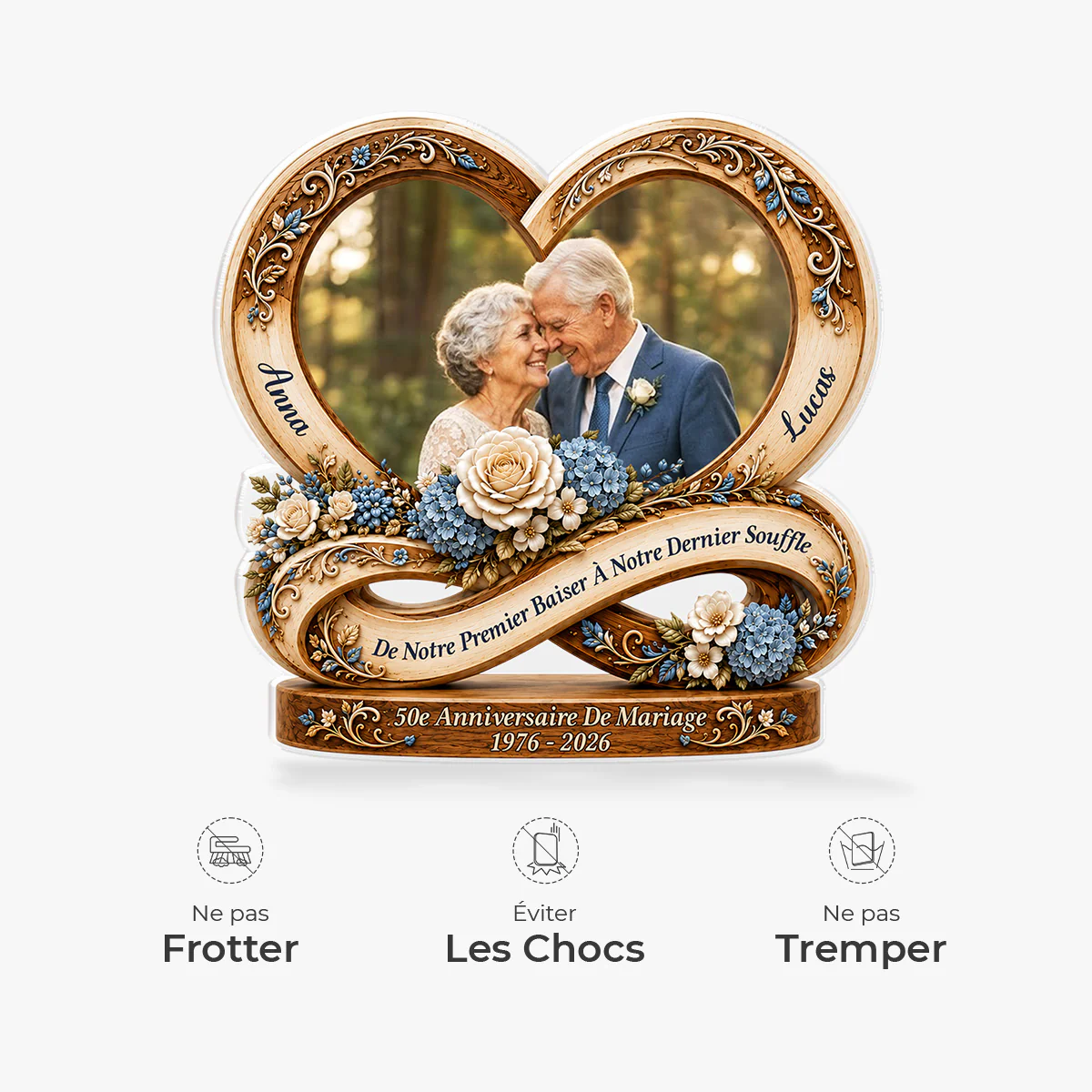 Bloc Acrylique Photo Personnalisé Découpé - De Notre Premier Baiser Pour Mariage Couple - Image 4