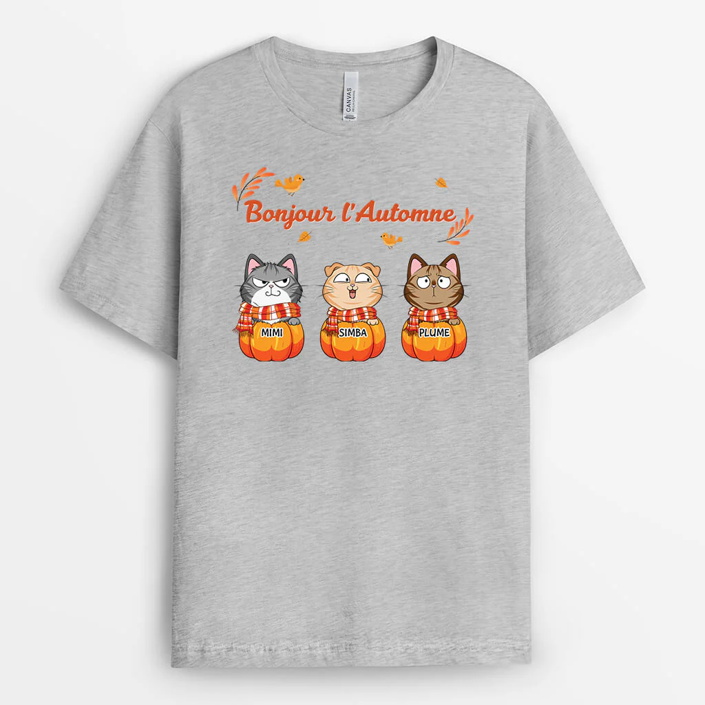 Tee Shirt Personnalisé Chat - Bonjour l'Automne - Image 2