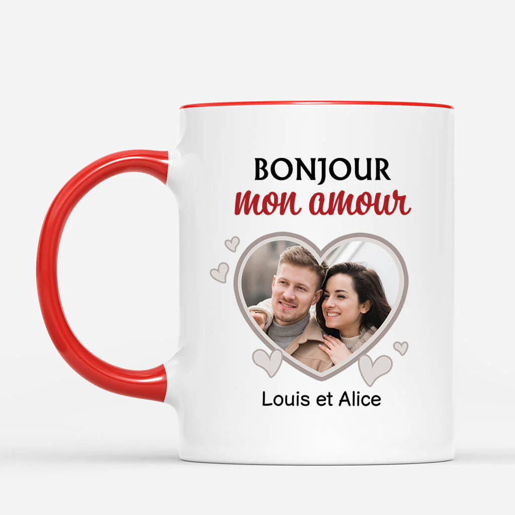 Mug Avec Photo Personnalisé - Bonjour Mon Amour - Image 2