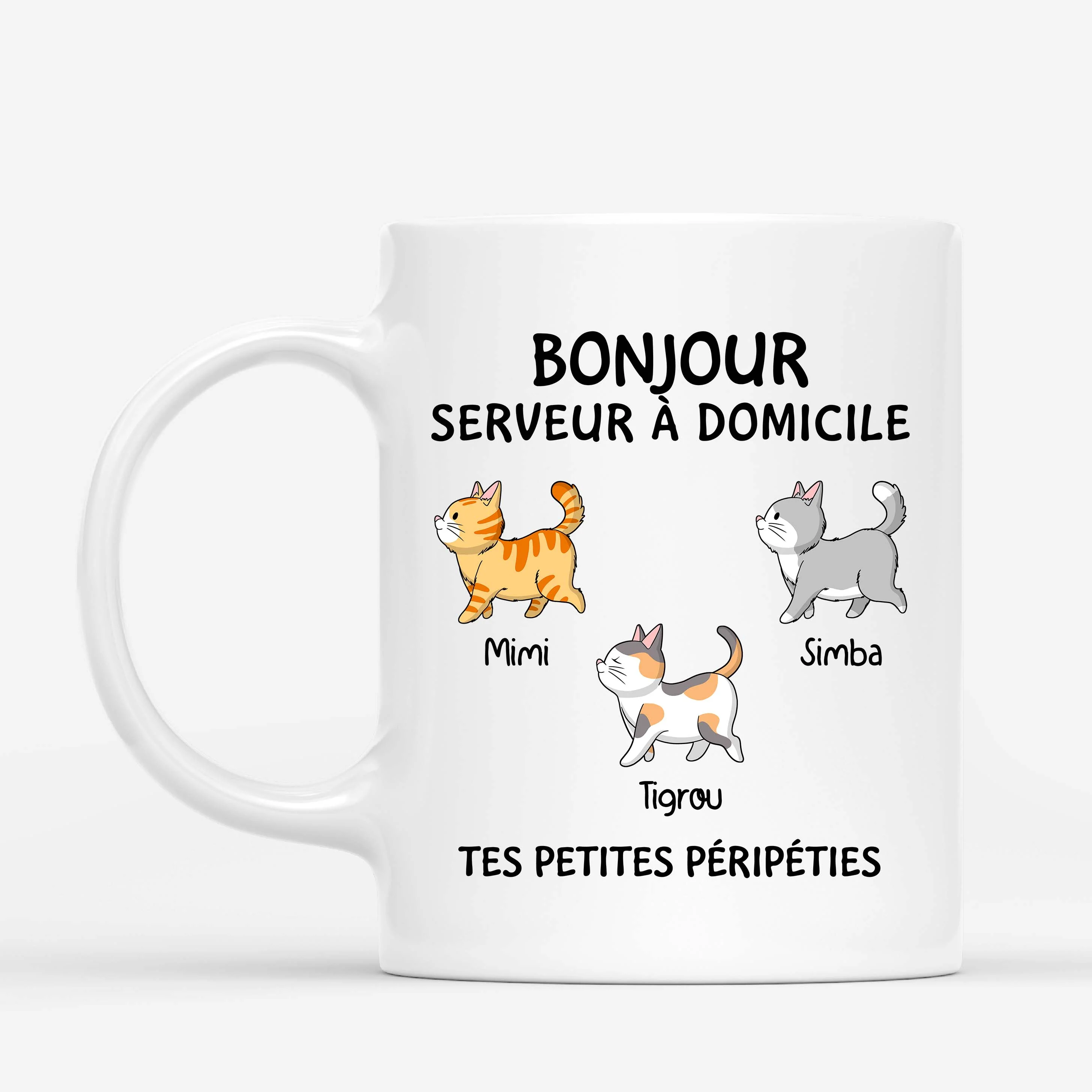 Mug Personnalisé Chat – Bonjour Serveur à Domicile - Image 2