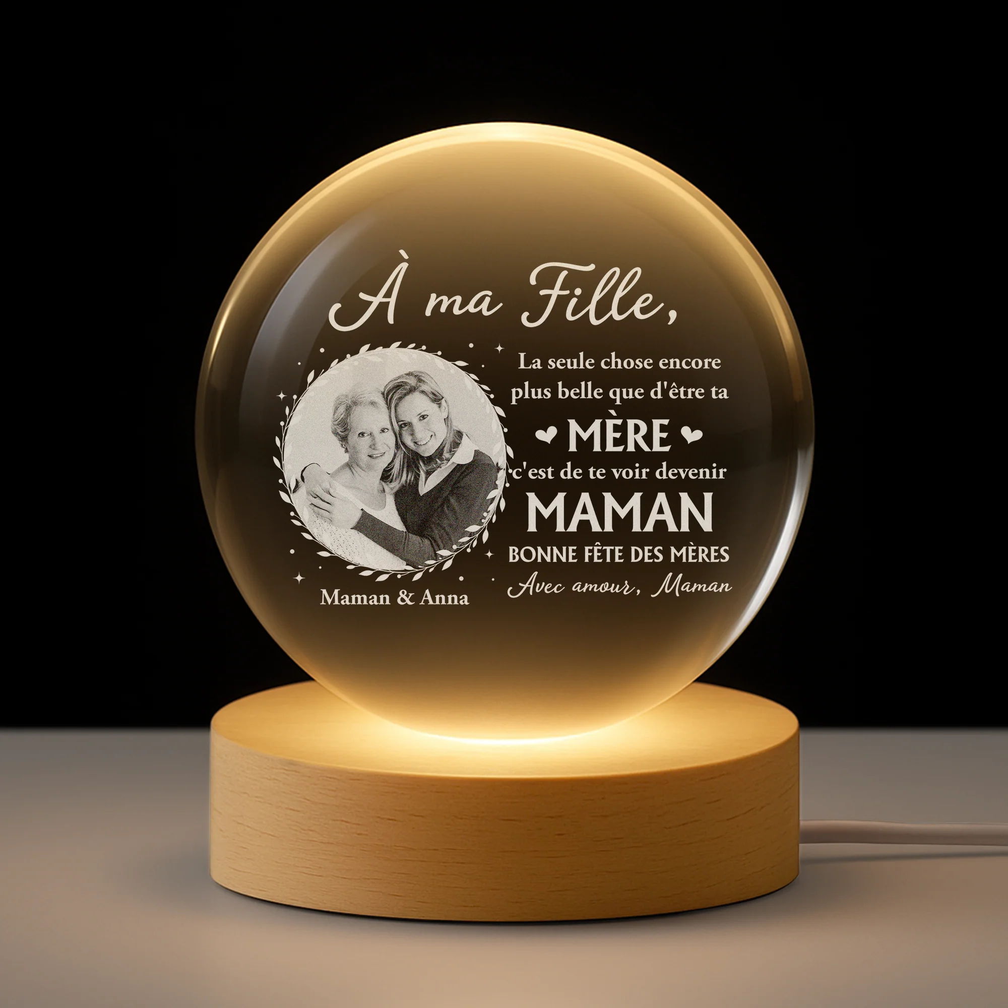 Boule Lumineuse Personnalisé | Photo Voir Ma Fille Devenir Maman