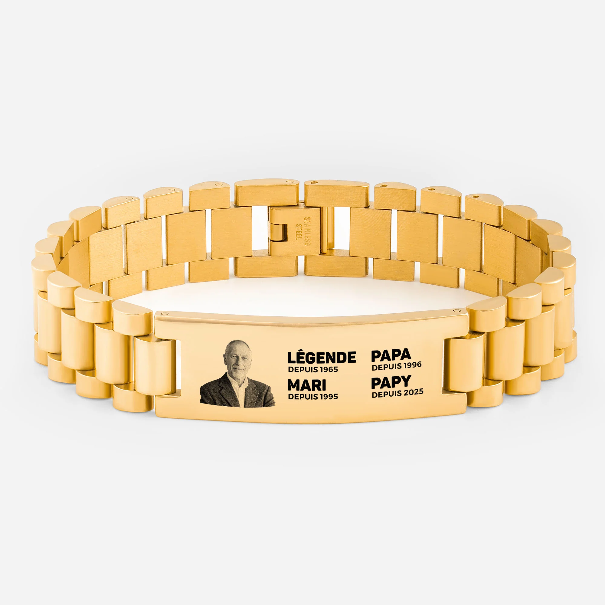 Bracelet Avec Photo Personnalisé | Cadeau Papa Papy Légende