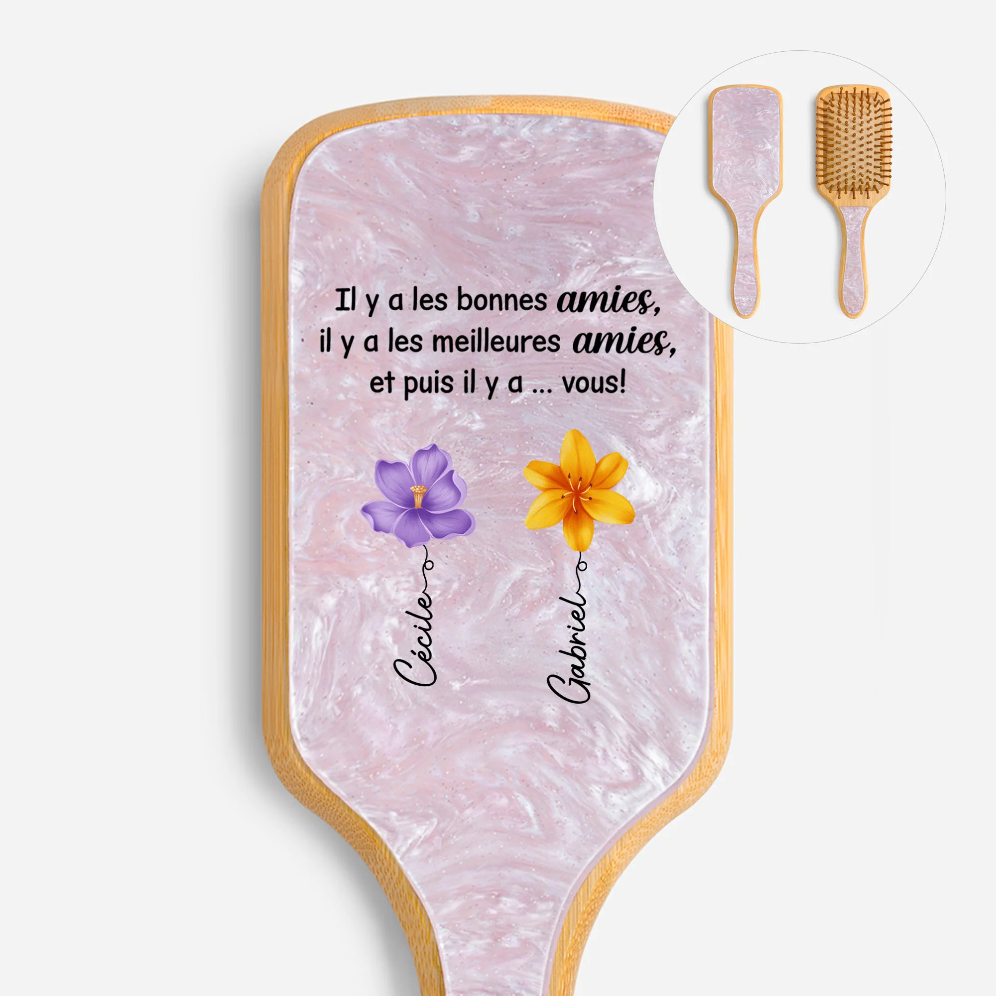 Brosse À Cheveux Personnalisée En Acétate Imprimée Pour Femme - Il Y A Une Meilleure Amie