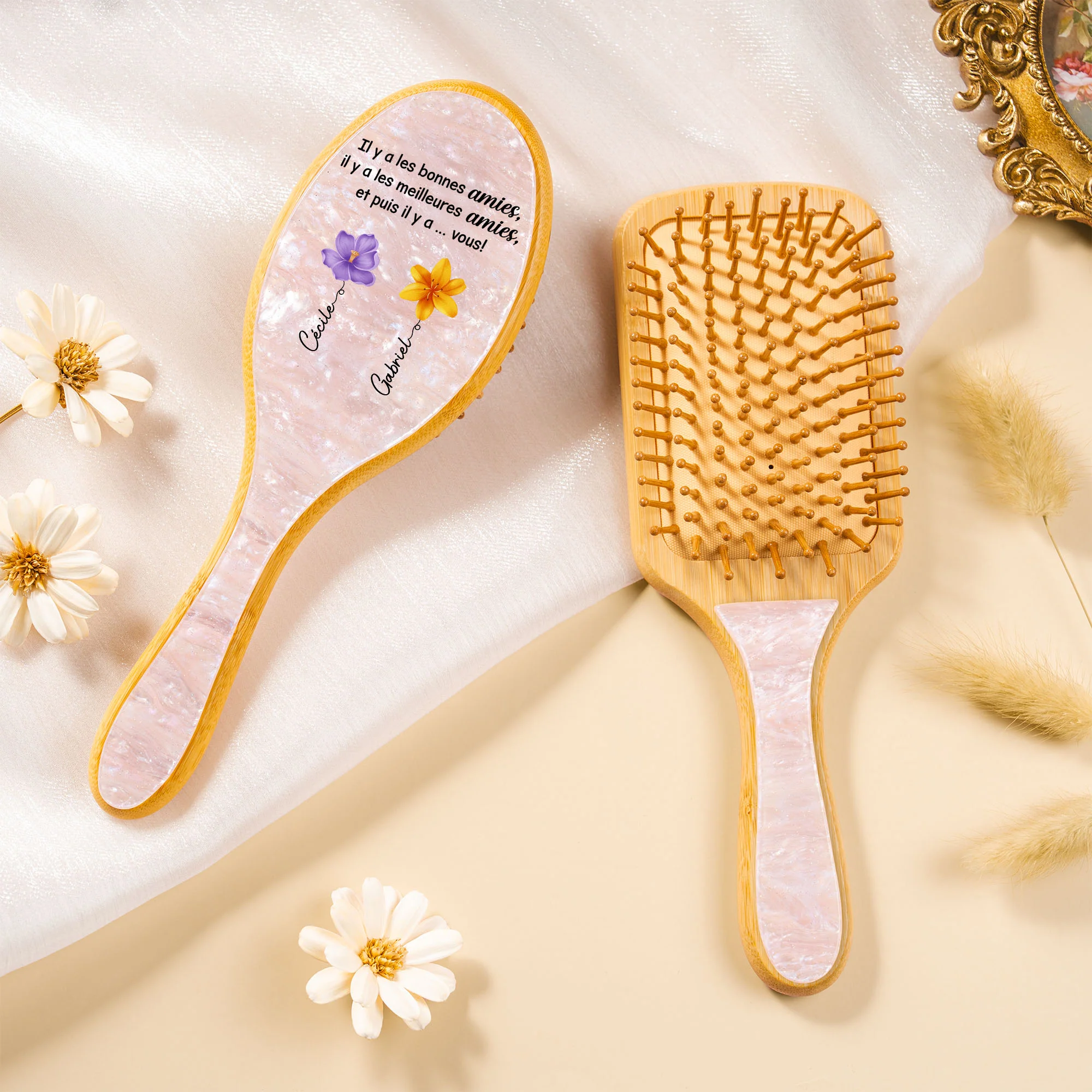 Brosse À Cheveux Personnalisée En Acétate Imprimée Pour Femme - Il Y A Une Meilleure Amie - Image 2