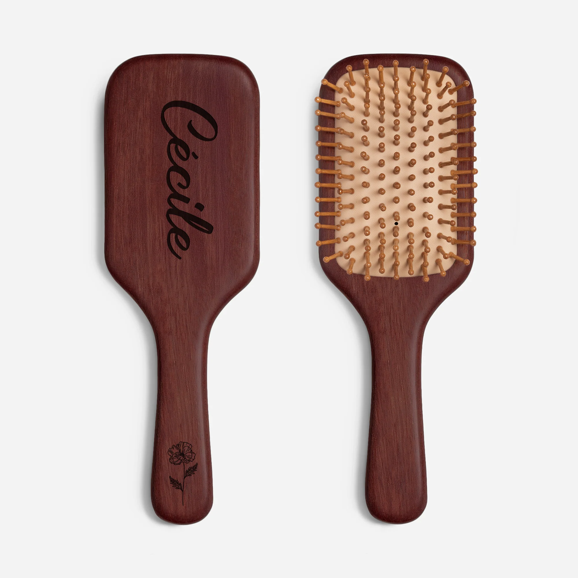 Brosse A Cheveux Personnalisé | Brosse En Bois Gravée Avec Prénom