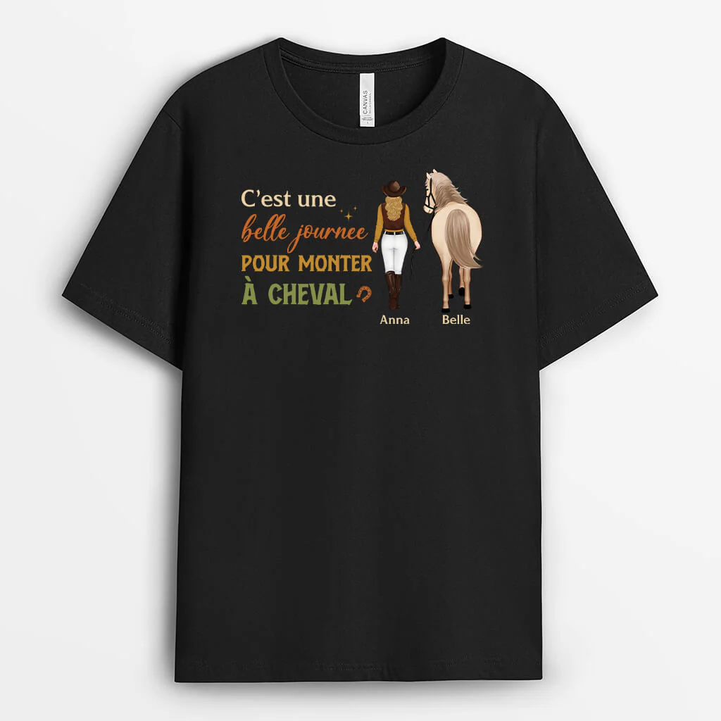 Tee Shirt Femme Humour Personnalisé – C’est Une Belle Journée Pour Monter À Cheval