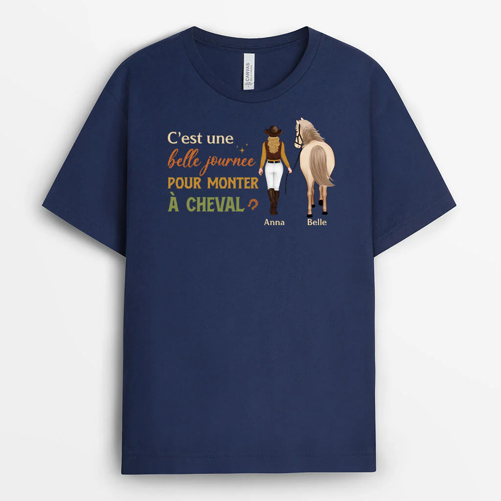 Tee Shirt Femme Humour Personnalisé – C’est Une Belle Journée Pour Monter À Cheval - Image 2