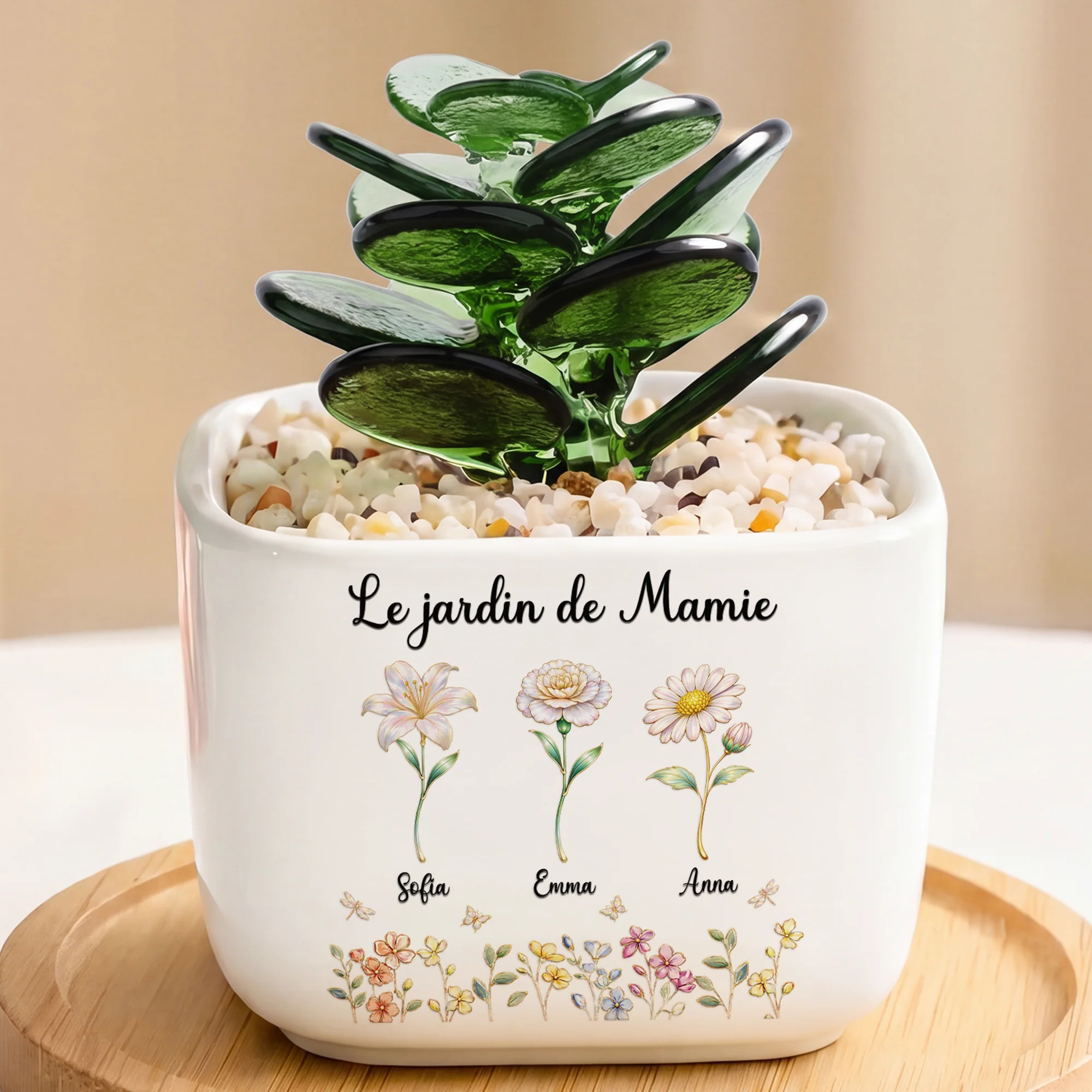 Cactus Artificiel En Pot En Verre - Le Jardin De Maman Mamie