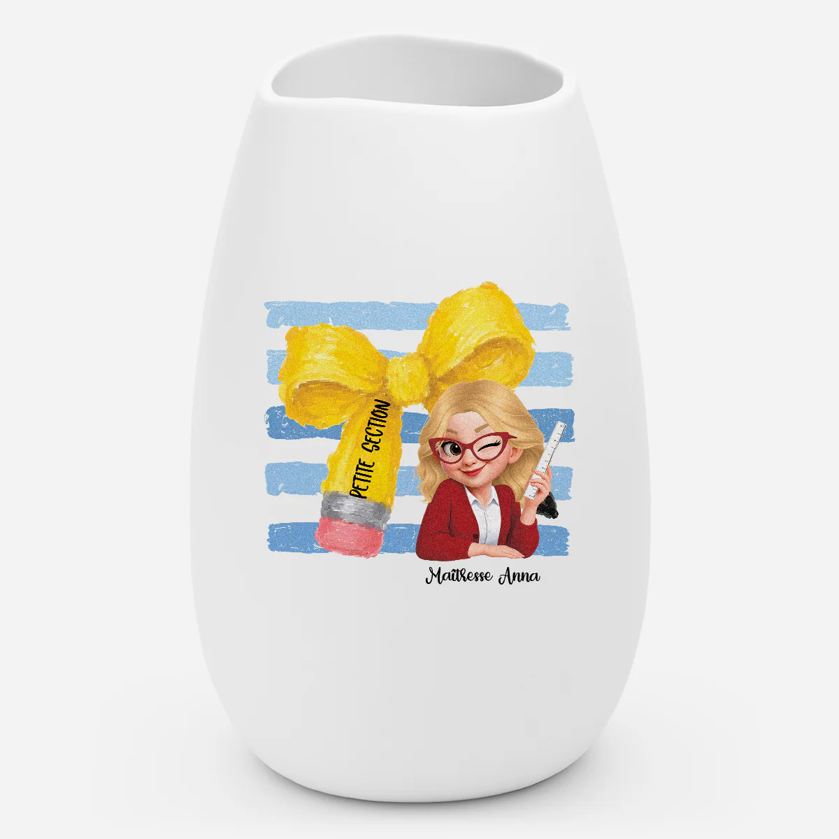Cadeau Pour Maîtresse Maternelle - Vase Personnalisé Céramique Mate Avec Prénom