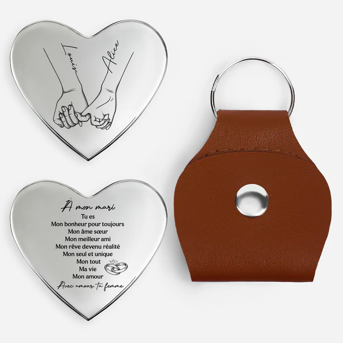 Câlin De Poche Coeur Personnalisé Pour Couple - À Mon Mari