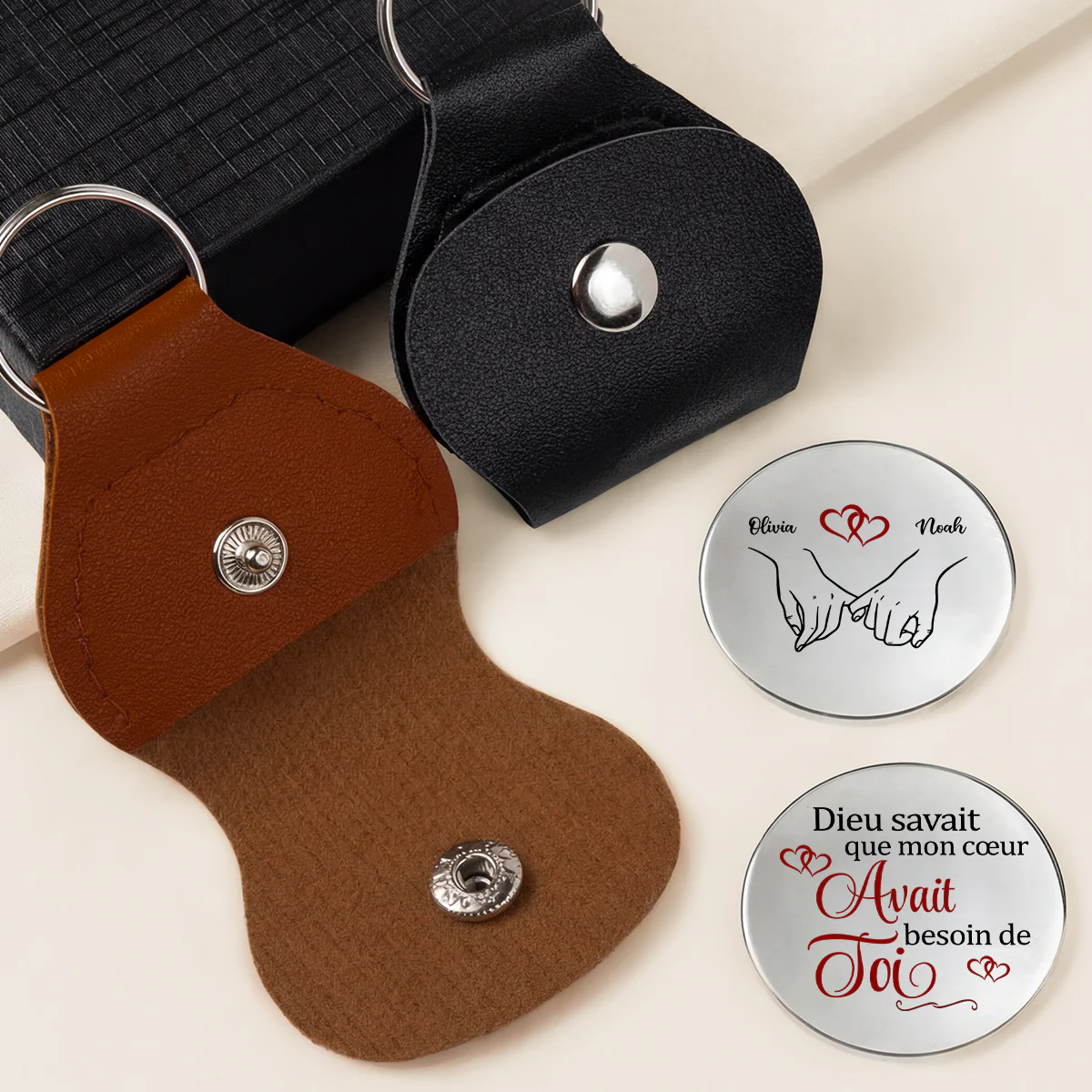 Câlin De Poche Personnalisé Cadeau Couple - Mon Cœur A Besoin De Toi - Image 2