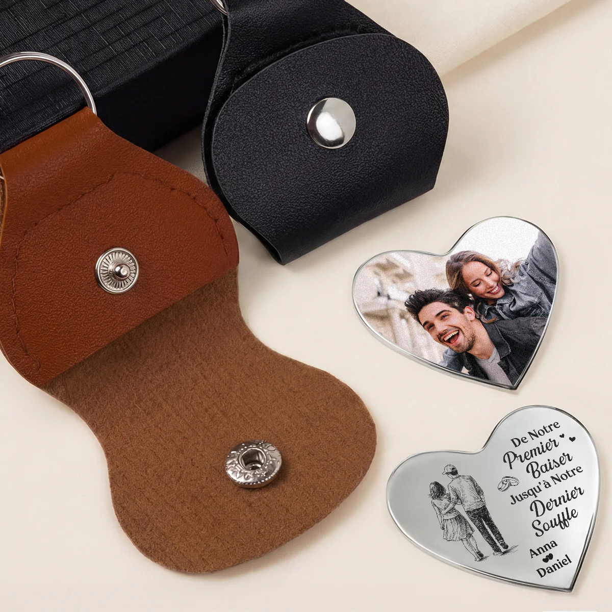 Câlin De Poche | Photo Notre Premier Baiser Pour Couple Personnalisé - Image 2
