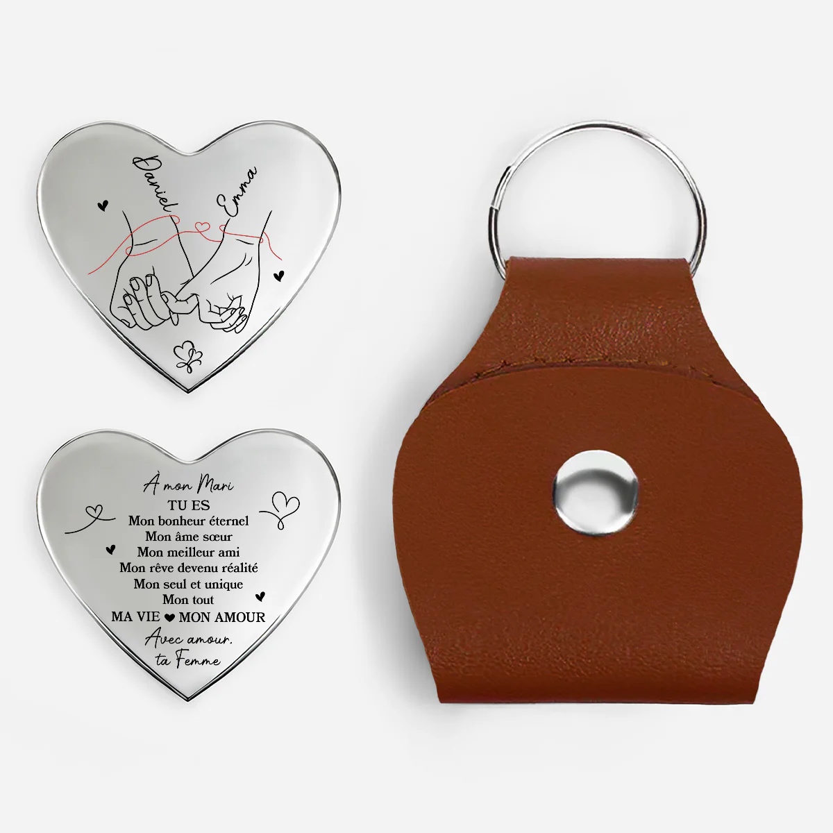 Câlin De Poche Personnalisé Forme De Coeur Pour Couple - Cadeau Mari Tu Es Mon Amour