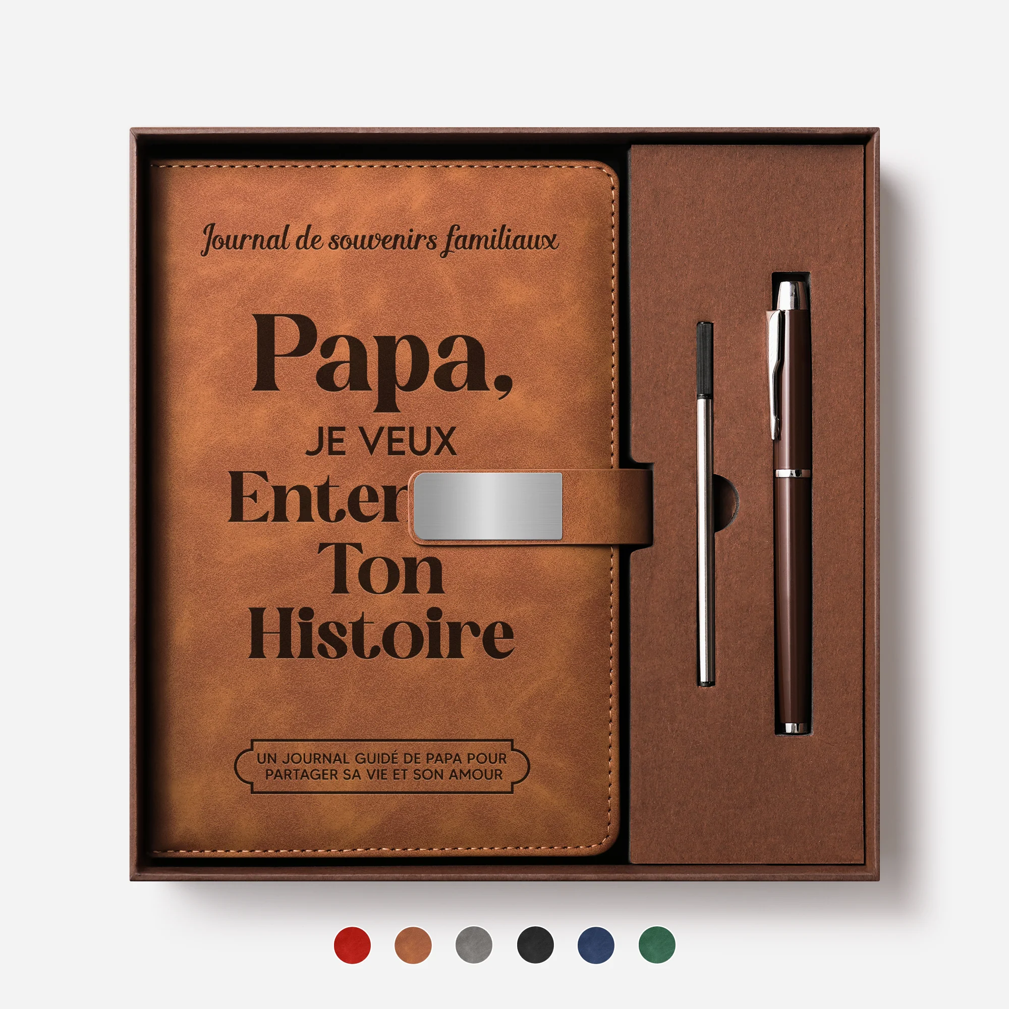 Carnet En Cuir Personnalisable | Journal Guidé De Maman Papa Mamie Papy