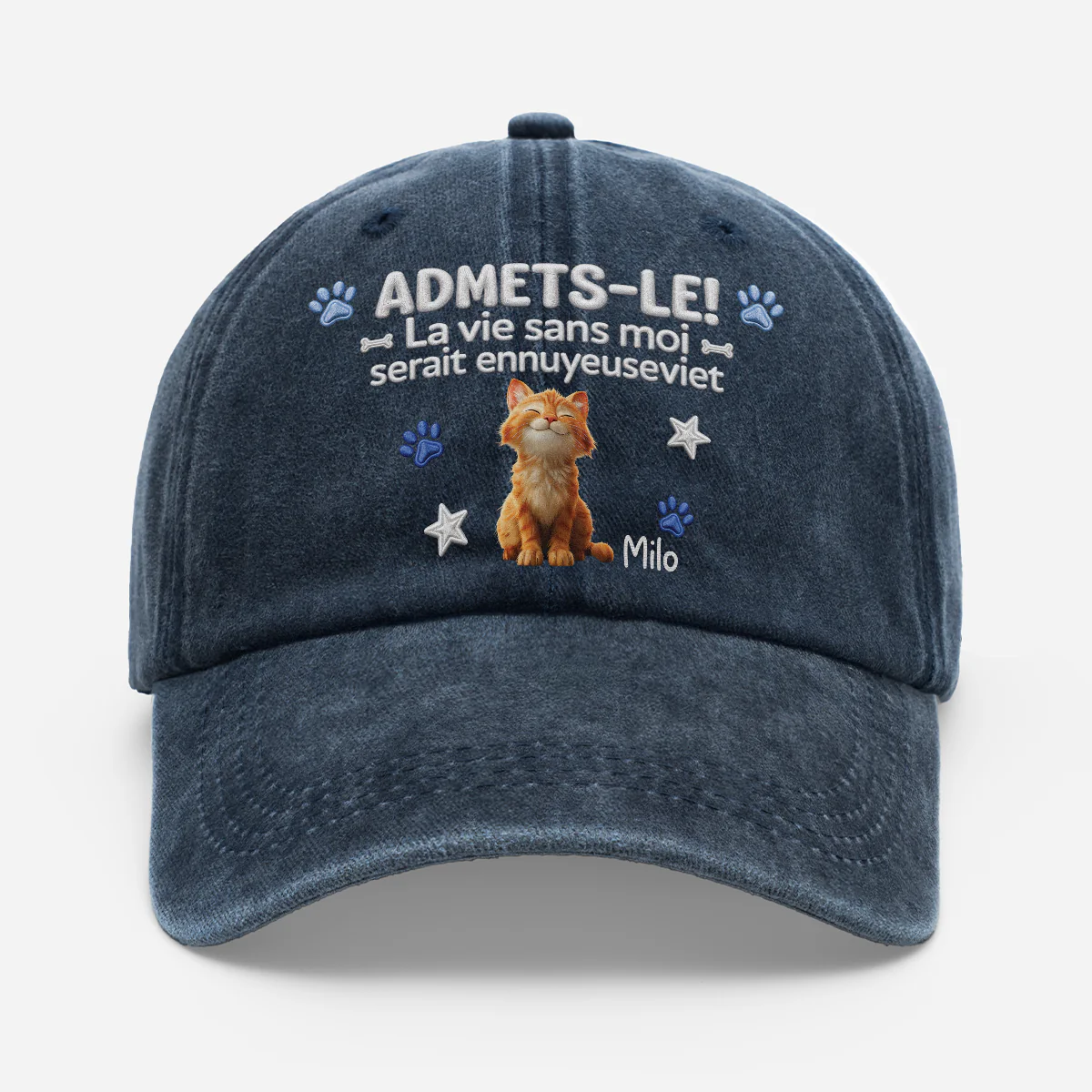 Casquette Délavée Femme Homme Personnalisée - Vie Est Meilleure Cadeau Avec Chat