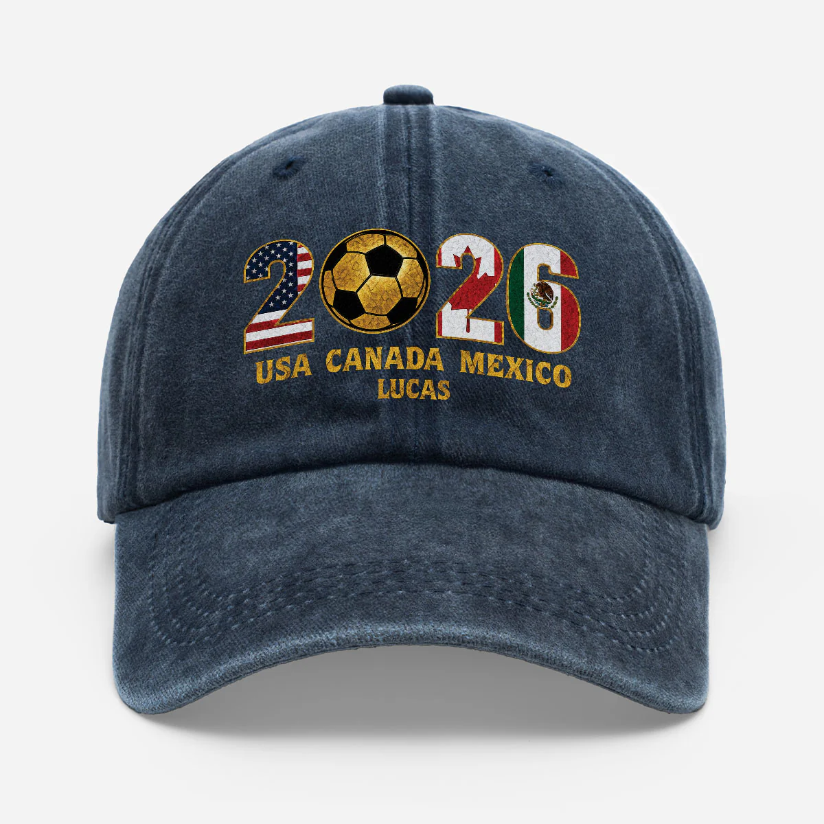 Casquette Délavée Personnalisée Football - Cadeau Couple Du Monde 2026