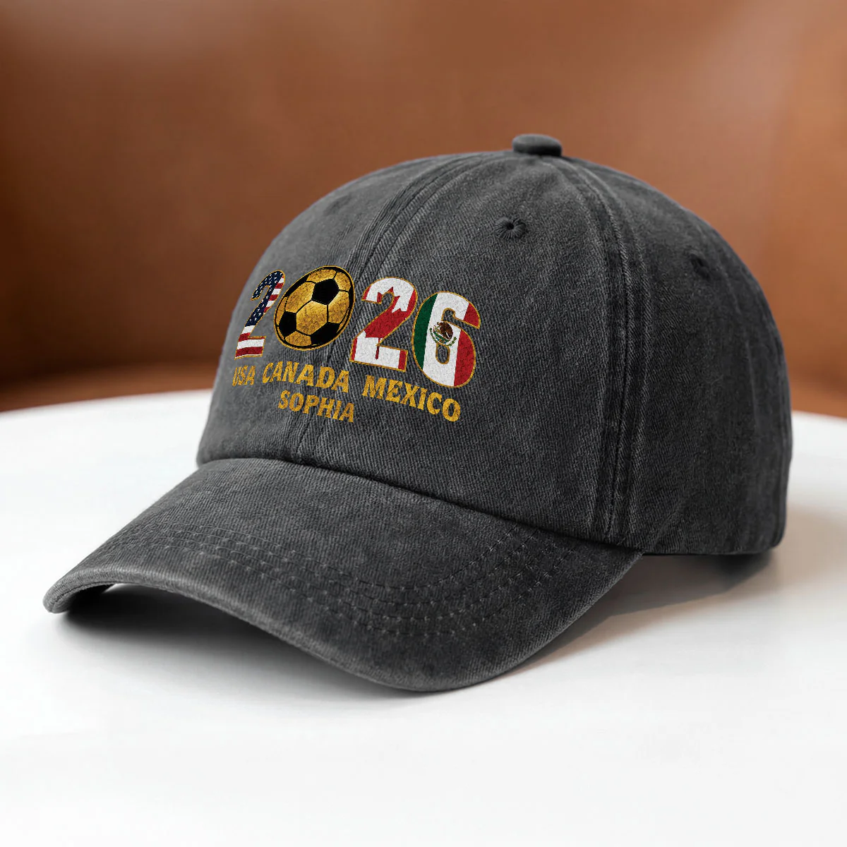 Casquette Délavée Personnalisée Football - Cadeau Couple Du Monde 2026 - Image 2