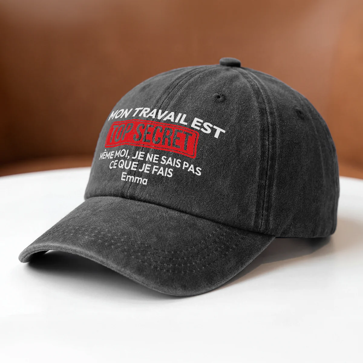 Casquette Délavée Personnalisée Homme Femme Avec Humour - Top Secret - Image 2