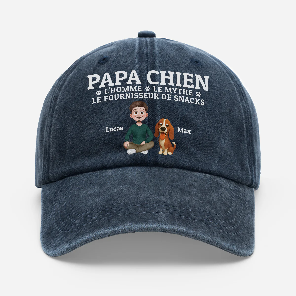 Casquette Délavée Personnalisée - Le Fournisseur De Snacks Cadeau Avec Chien