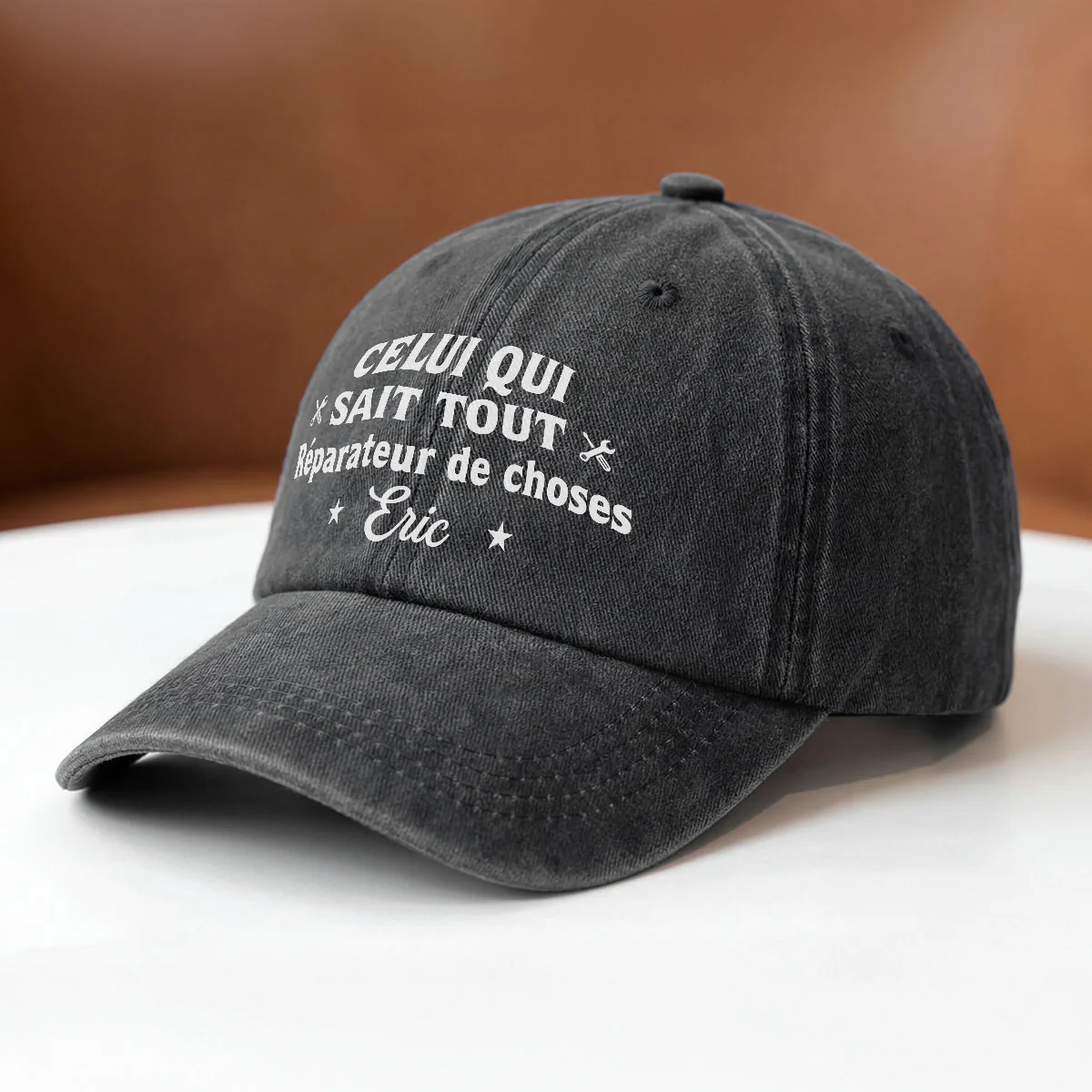 Casquette Homme Personnalisée Délavée - Papa Papy Réparateur De Trucs - Image 2