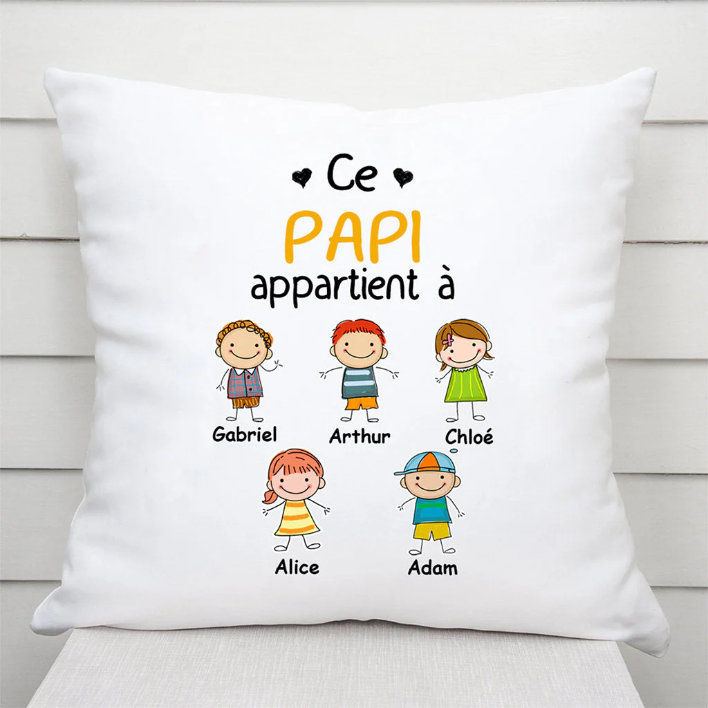 Coussin Ce Papi Papa Appartient À Migonnettes Personnalisé