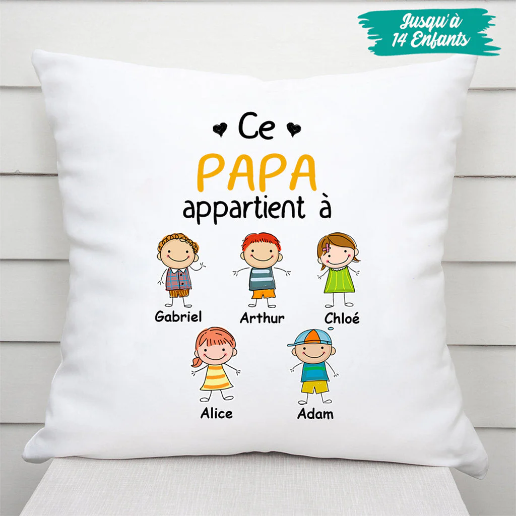 Coussin Ce Papi Papa Appartient À Migonnettes Personnalisé - Image 3