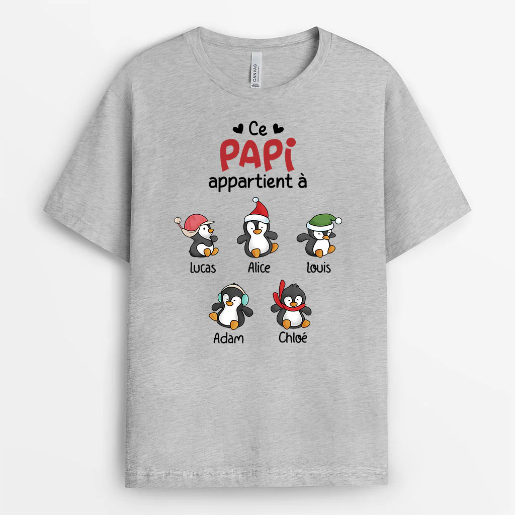 Tee Shirt Personnalisé Pour Papy - Ce Papy Appartient À Des Manchots De Noël