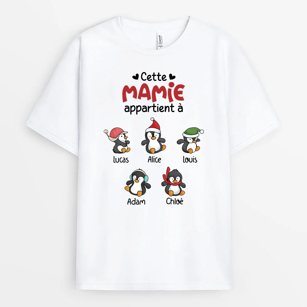 Tee Shirt Personnalisé Pour Papy - Ce Papy Appartient À Des Manchots De Noël - Image 2