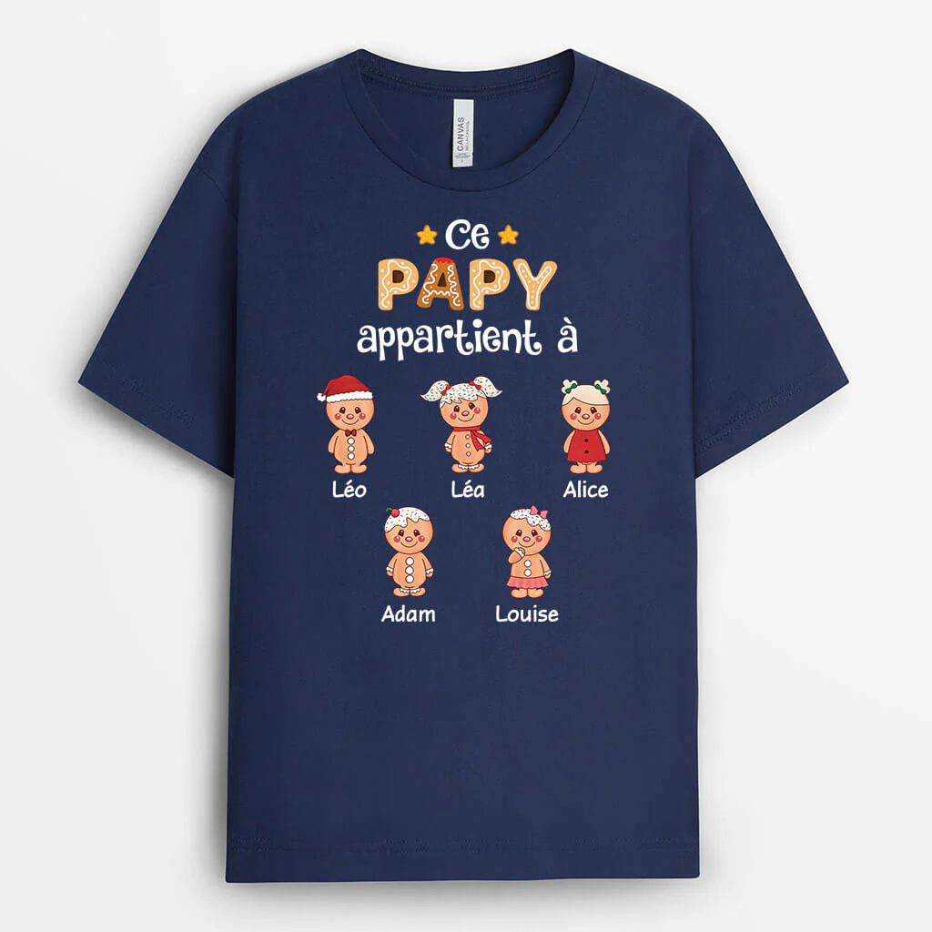 T shirt Personnalisé Papi - Ce Papy Appartient À - Version De Biscuit Au Gingembre Adorable
