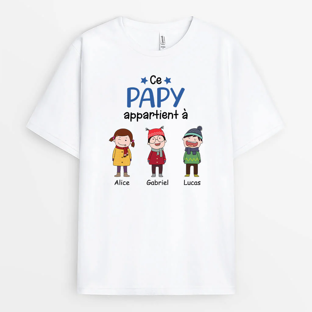 T shirt Personnalisé Grand Père - Ce Papy Appartient À | Version En Hiver