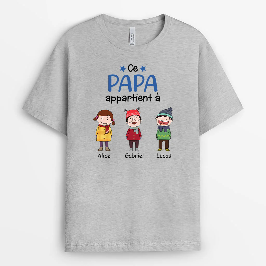 T shirt Personnalisé Grand Père - Ce Papy Appartient À | Version En Hiver - Image 2