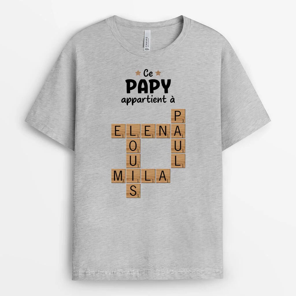 Tee Shirt Personnalisé Papy - Ce Papy Appartient À Version Mots Croisés