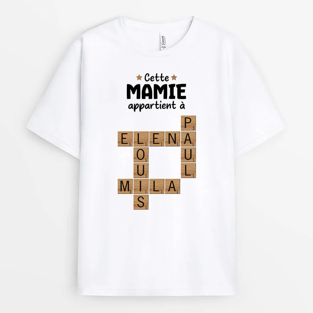 Tee Shirt Personnalisé Papy - Ce Papy Appartient À Version Mots Croisés - Image 2