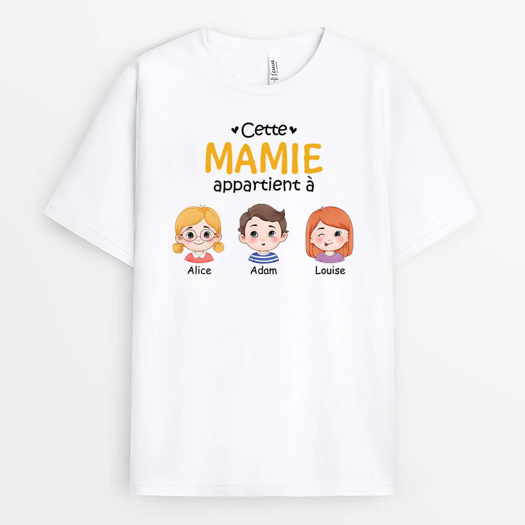 T-shirt Personnalisé Pour Papy - Ce Papy Appartient À - Version Visages Ronds - Image 2