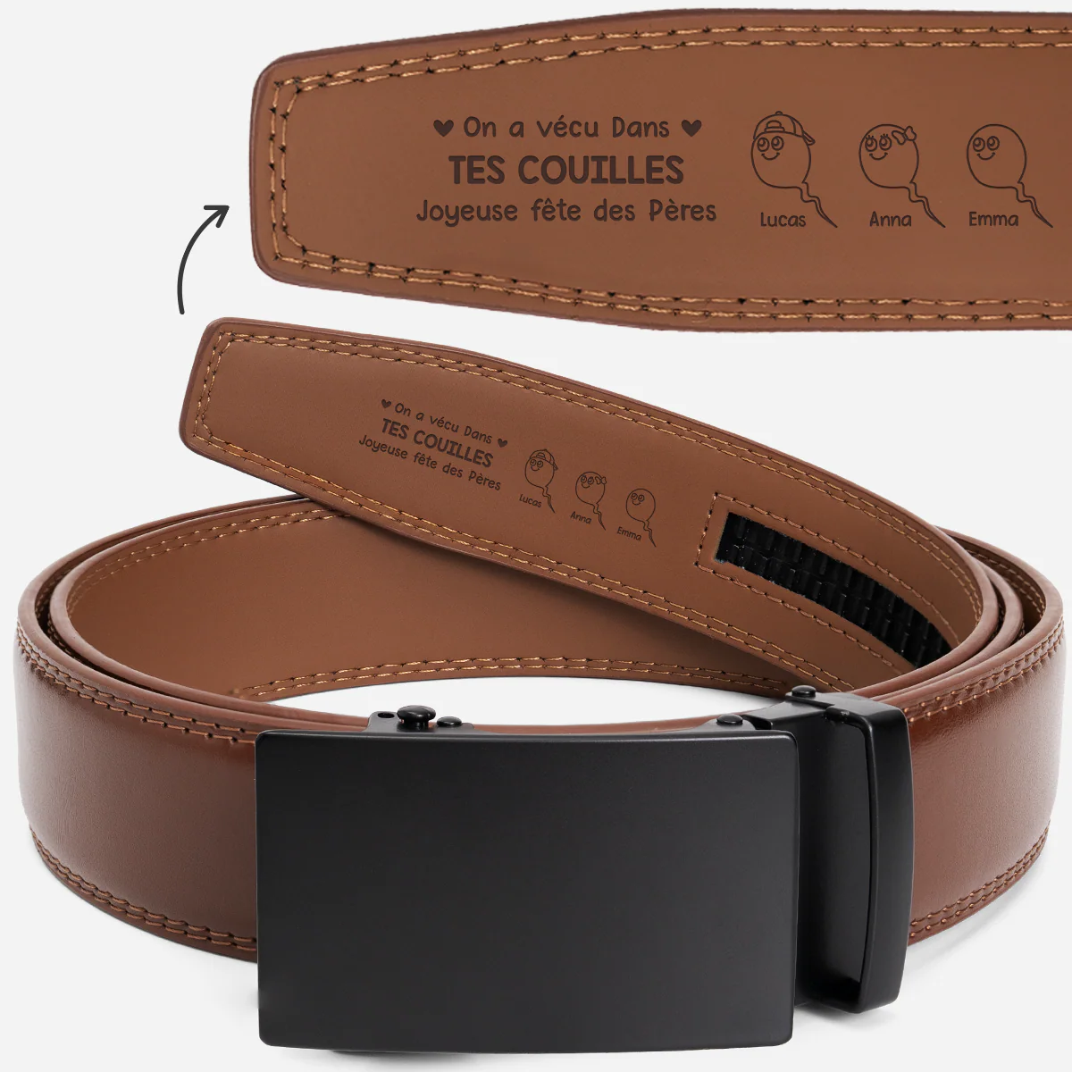 Ceinture Cuir Haut De Gamme Personnalisé - Papa Bonne Fête Des Pères