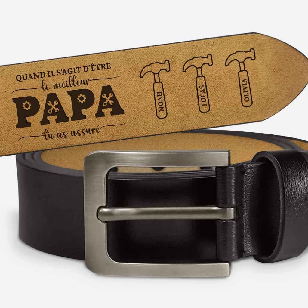 Ceinture Cuir Personnalisée - Cadeau Papa Papy Le Meilleur