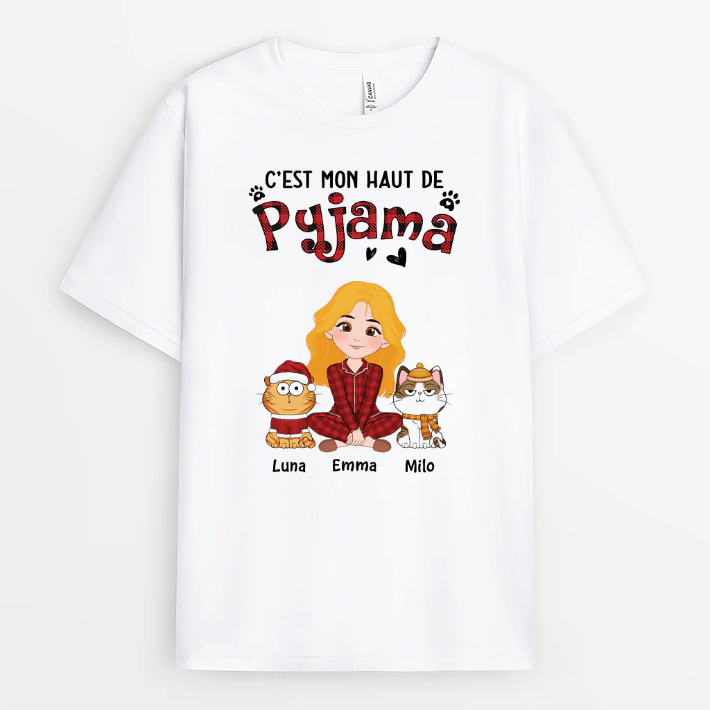 Tee Shirt Personnalisé Avec Chat - C'est Mon Haut De Pyjama